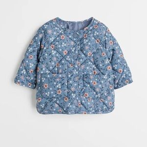 H&M Blue Floral Kids Quilted Puffer Jacket 12-18 M